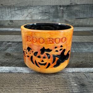 Halloween Boo Jack o Lantern Ceramic Candle Holder